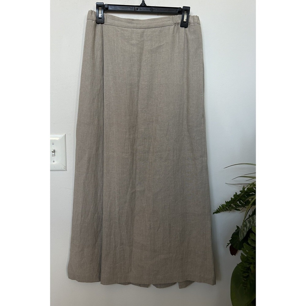 Shirin Guild Skirt Women's Beige 100% Linen Maxi Elastic Waist Boho Lagenlook S